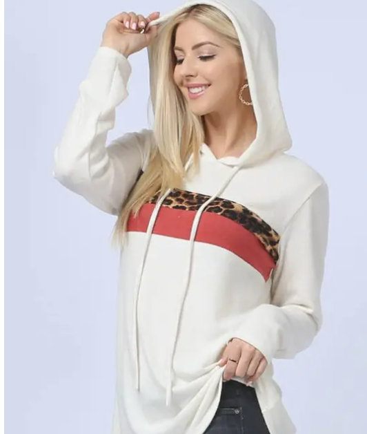 LEXI Color Block Leopard Print Ultra Soft Hoodie